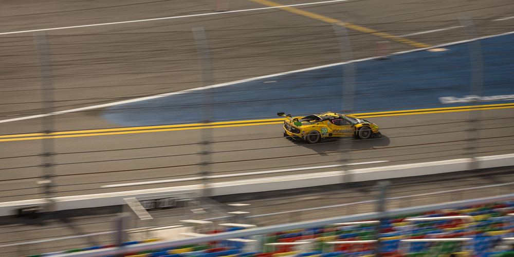 Ferrari 296 GT3 · Yellow, Grandstand perspective